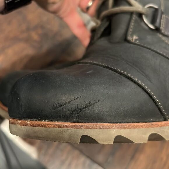 Sorel Boots size 9Joan Of Arctic Wedge Lace Mid Calf 2173-010 Black Leather GUC - Picture 8 of 14